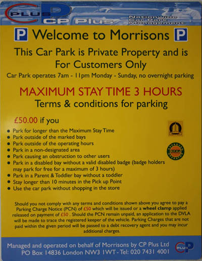 The controversial sign in the Morrisons car park in Caterham. 